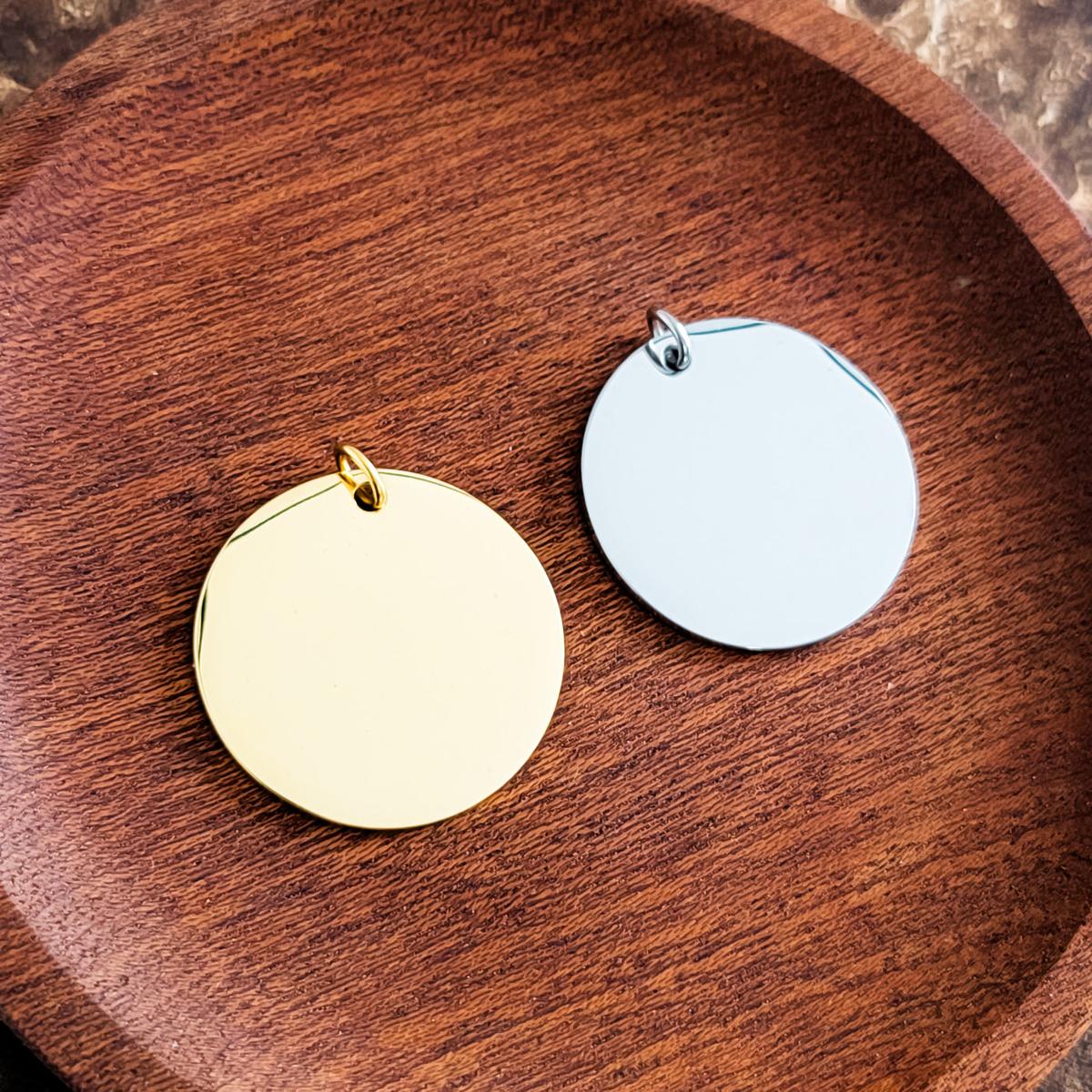 30mm Disc Pendant (Silver or Gold), 5 Pieces Total, Metal Blank #142