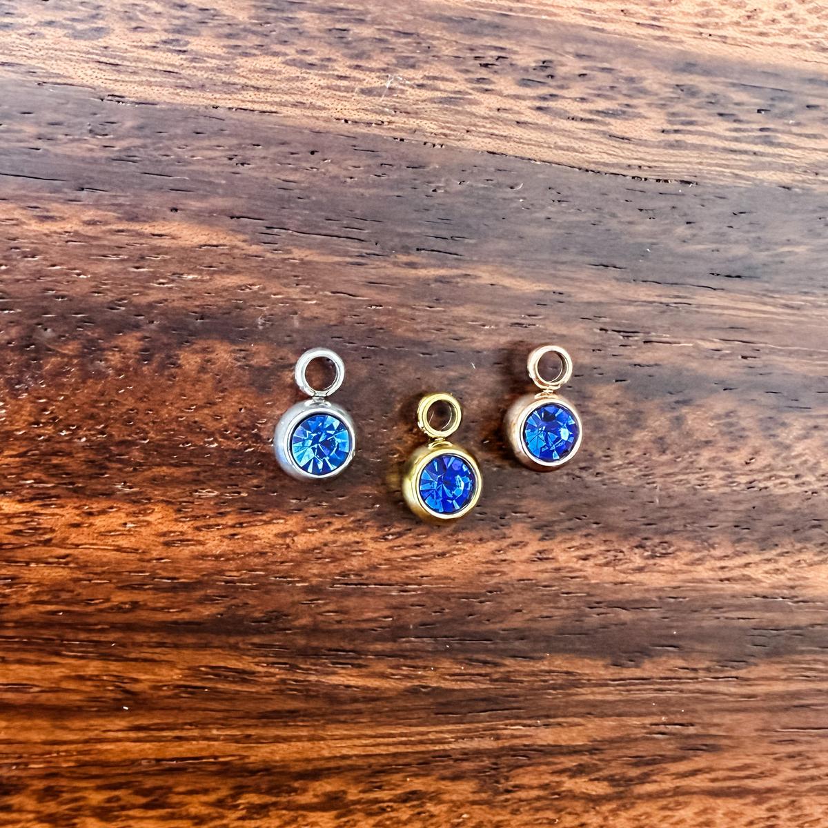 6mm Cubic Zirconia Round Birthstone Charms, 5 Pieces Total, Birthstone #1