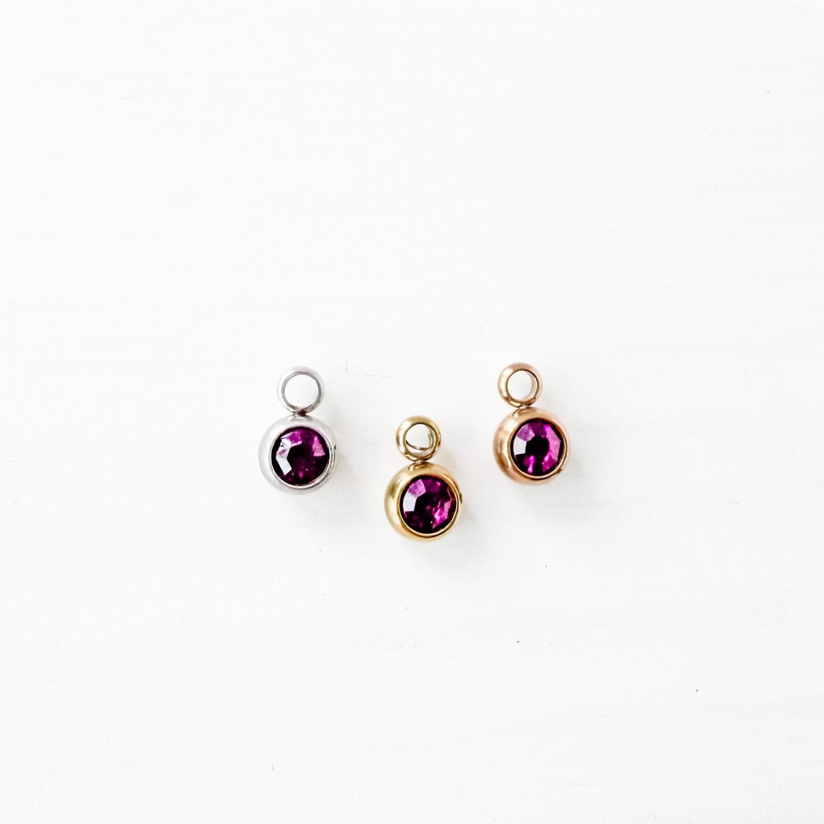 6mm Cubic Zirconia Round Birthstone Charms, 5 Pieces Total, Birthstone #1