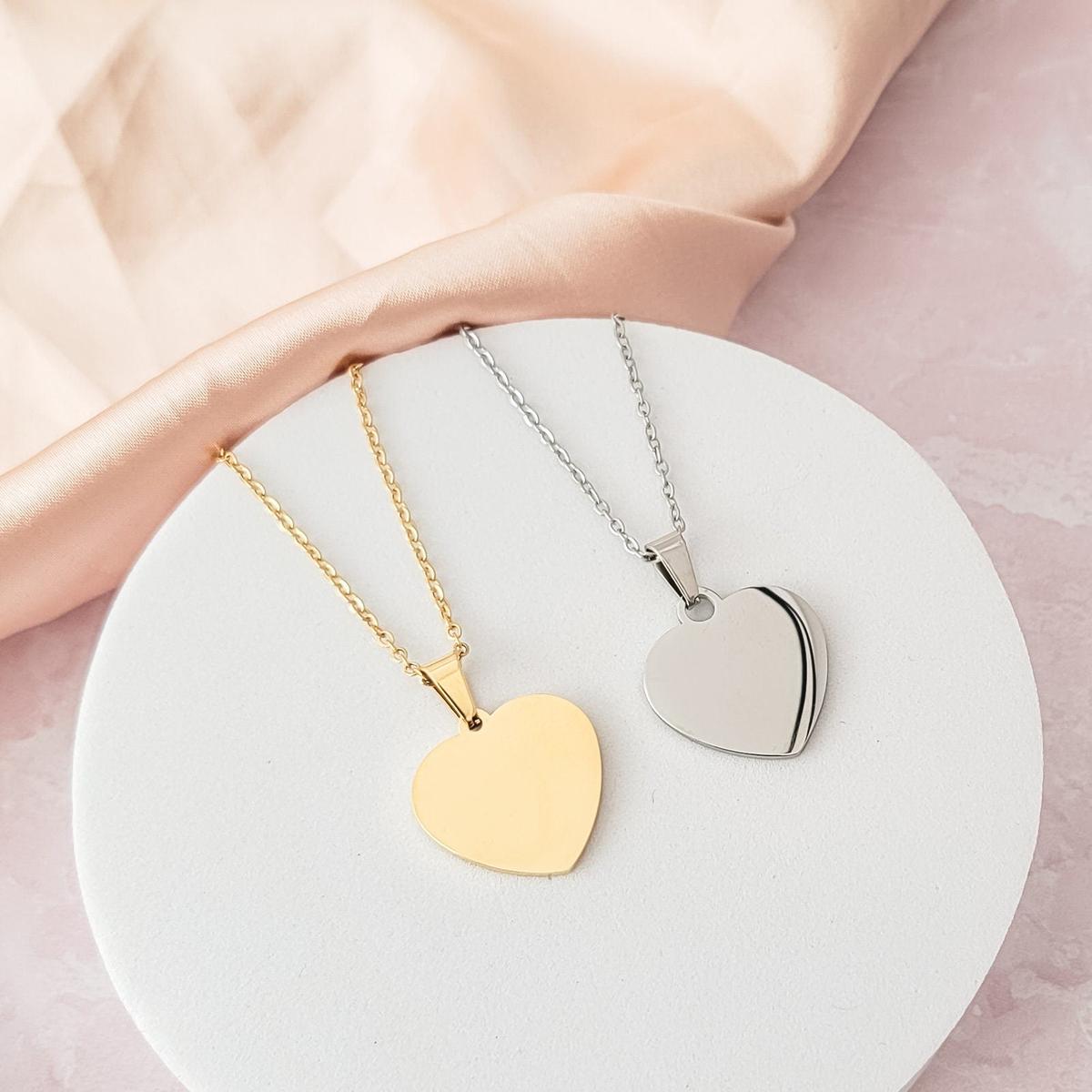 Centered Heart Necklace (Silver or 14k Gold), 1 Total, Metal Blank #2