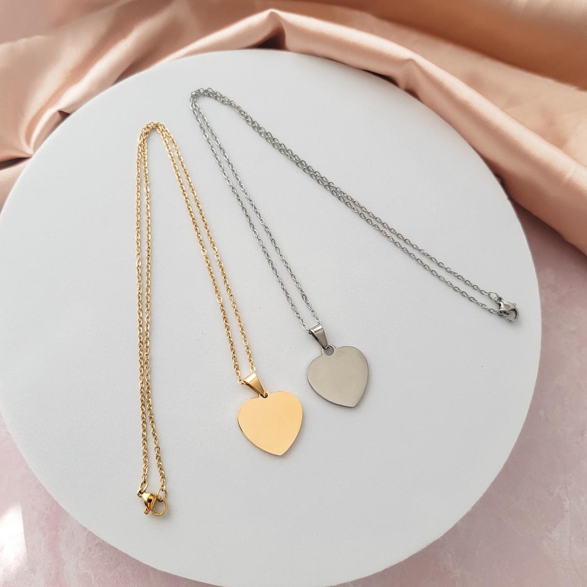 Centered Heart Necklace (Silver or 14k Gold), 1 Total, Metal Blank #2