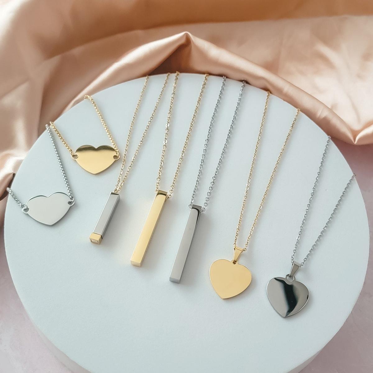 Centered Heart Necklace (Silver or 14k Gold), 1 Total, Metal Blank #2